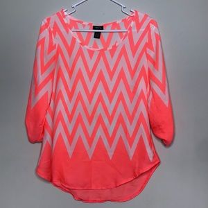 Rue 21 Neon Orange Chevron Blouse